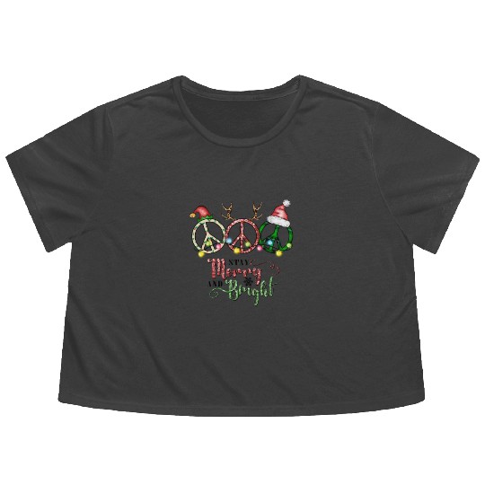 Xmas Christmas Stay Merry and Bright Flowy Cropped Tees