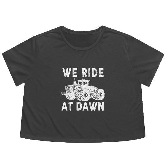 We Ride At Dawn Dad Lawn Mower Make Laugh Day Yard Flowy Cropped Tees