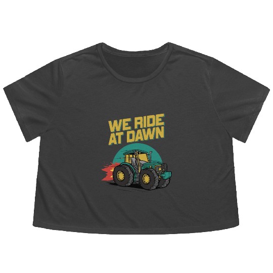 We Ride At Dawn Dad Lawn Mower Make Laugh Day Yard Flowy Cropped Tees