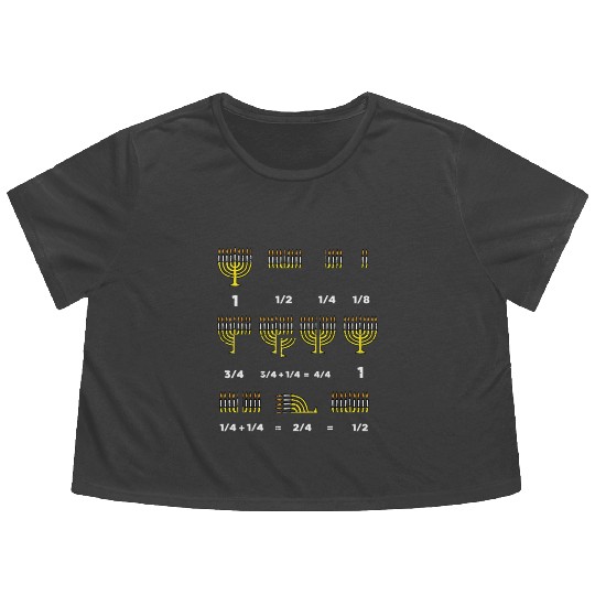 Hanukkah Math Fractions Menorah Chanukah Teacher Flowy Cropped Tees