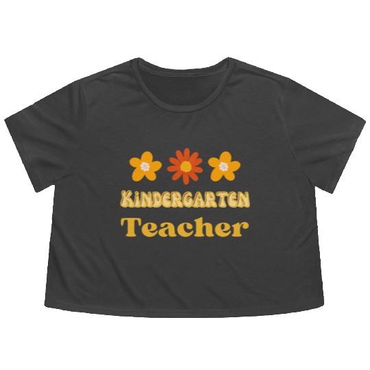 Cute Kindergarten teacher Aesthetic Flowy Cropped Tees