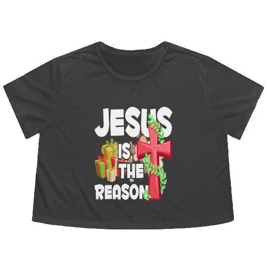 Jesus Is The Reason For The Season Christian Flowy Cropped Tees