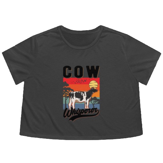 Cow Whisperer Cattle Farmer Flowy Cropped Tees