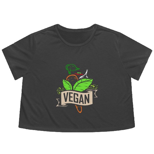 Carrot, Onion And Tomato Logo For Vegetarians And Flowy Cropped Tees