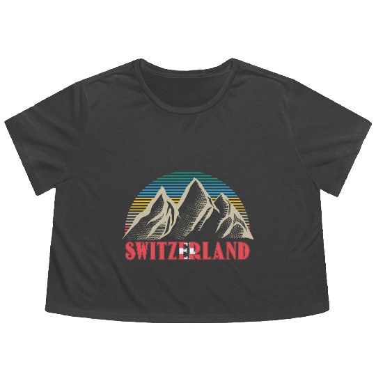 Switzerland Mountains Gift Idea Flowy Cropped Tees