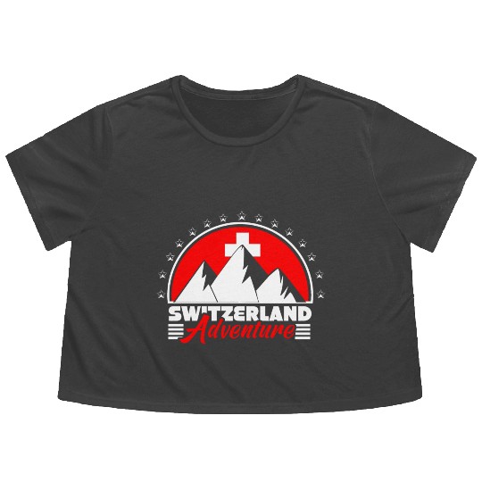 Switzerland Matterhorn Flag Gift Idea Flowy Cropped Tees