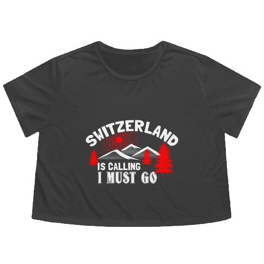 Switzerland Alps Origin Gift Idea Flowy Cropped Tees
