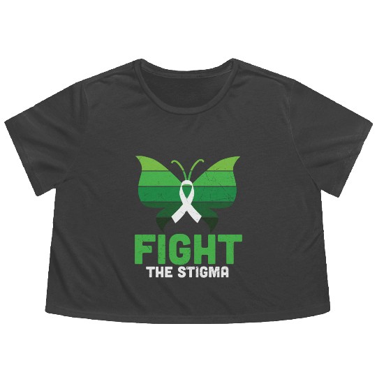 Fight The Stigma Butterfly Mental Health Flowy Cropped Tees