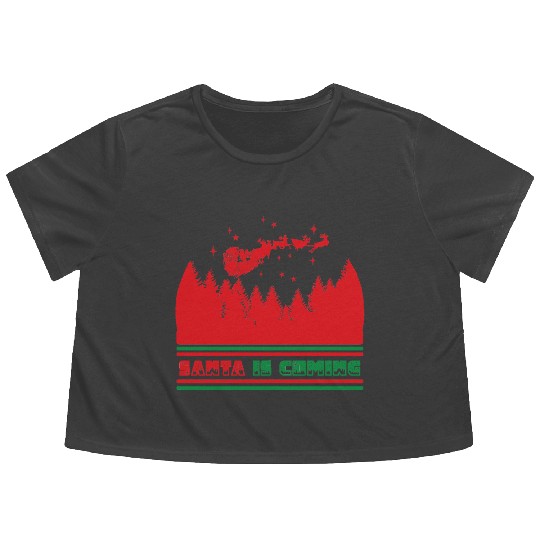 Santa is coming Flowy Cropped Tees