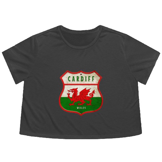 Cardiff Wales coat of arms flag design Flowy Cropped Tees