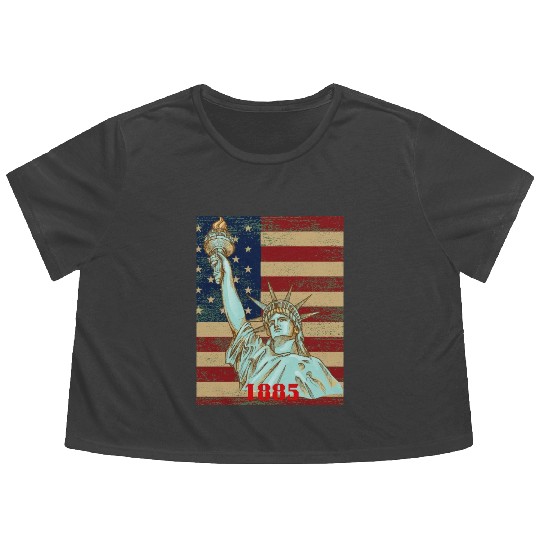 LOVE-Statue of Liberty Flowy Cropped Tees