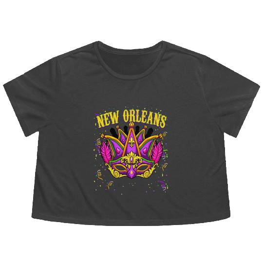 New Orleans Mardi Gras Parade Fesitval Flowy Cropped Tees