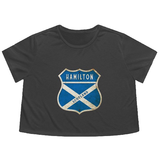 Hamilton Scotland coat of arms flag design Flowy Cropped Tees