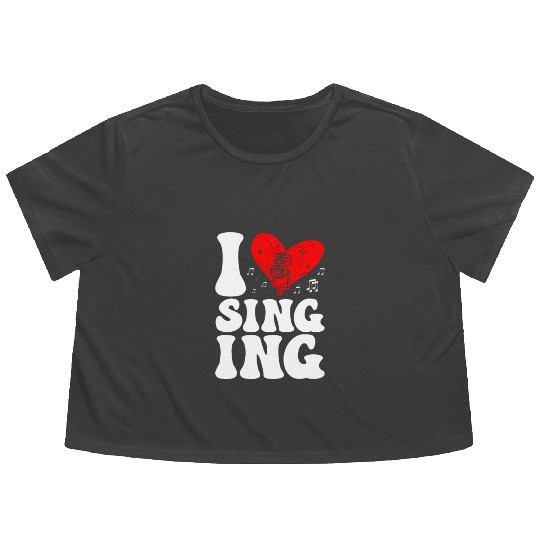 I Love Singing Karaoke Singer Voice Coach Flowy Cropped Tees