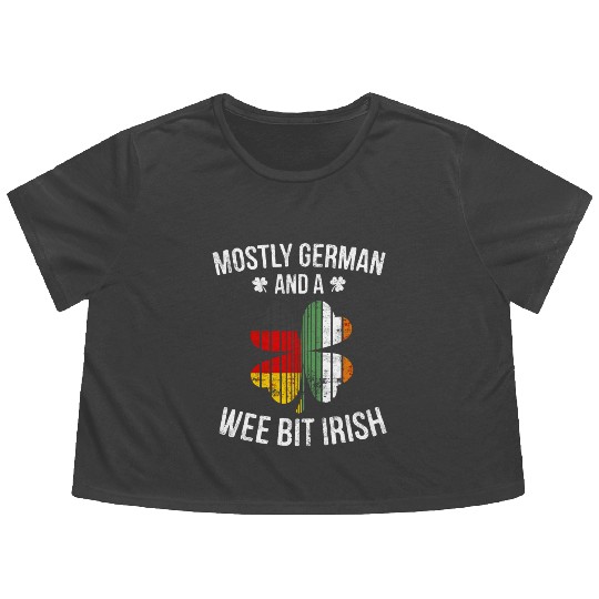 German Wee Bit Irish Germany Patrick Day Flowy Cropped Tees