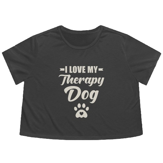 I Love My Therapy Dog Flowy Cropped Tees