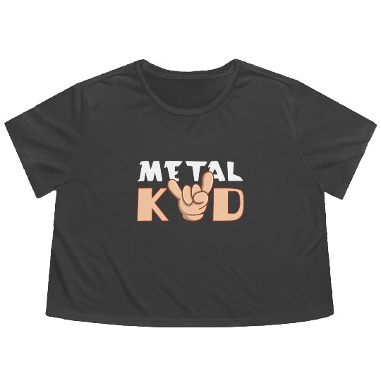 Rock Sign Rocker Hand Metal Kid Music Lover Flowy Cropped Tees