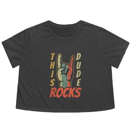 Retro Rock Sign Rock Hand Metal Kid Rocker Flowy Cropped Tees