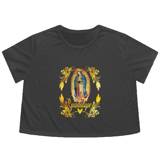 Our Lady Guadalupe Virgin Mary Catholic Decor Flowy Cropped Tees