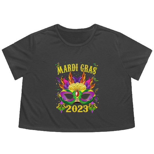 Beads Bling Party - Mardi Gras 2023 Flowy Cropped Tees