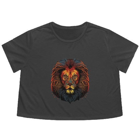Lion Face Flowy Cropped Tees