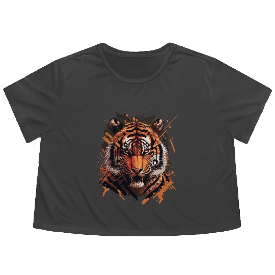 Tiger Flowy Cropped Tees