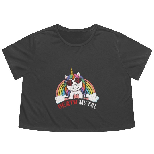 Satan Rainbow Unicorn Love Metal Music Heavy Rock Flowy Cropped Tees