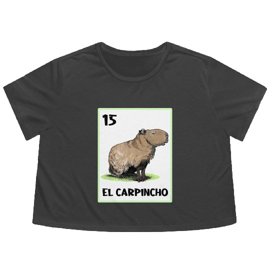 El Carpincho Mexican Capybara Cards Flowy Cropped Tees