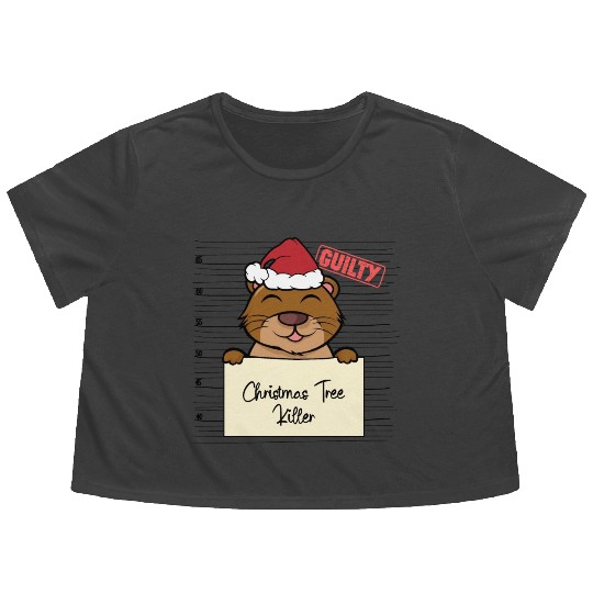 Sea otter christmas funny prison Flowy Cropped Tees