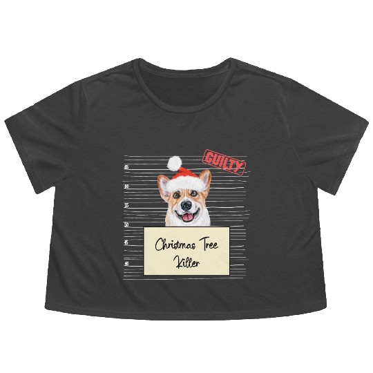 Corgi christmas funny prison Flowy Cropped Tees