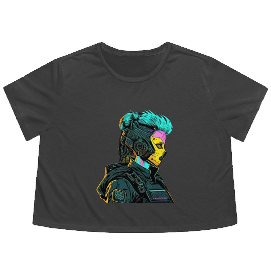 Sci-fi character Flowy Cropped Tees