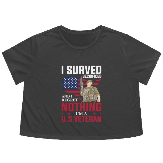 I'm A US Veteran Dad Grandpa Gift Ideas Flowy Cropped Tees