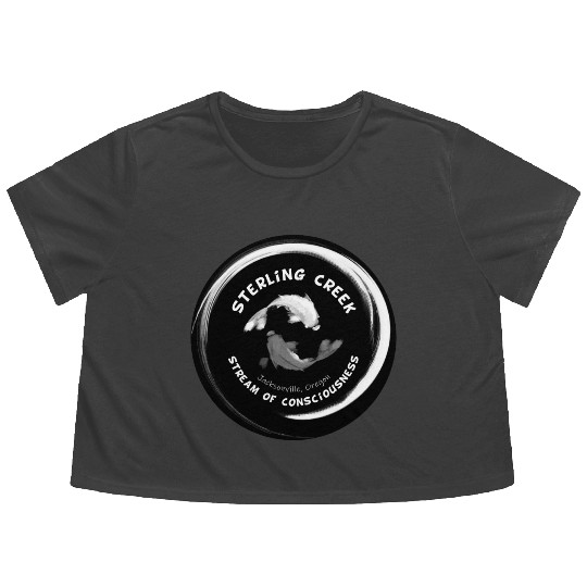 STERLING CREEK - white on black Flowy Cropped Tees