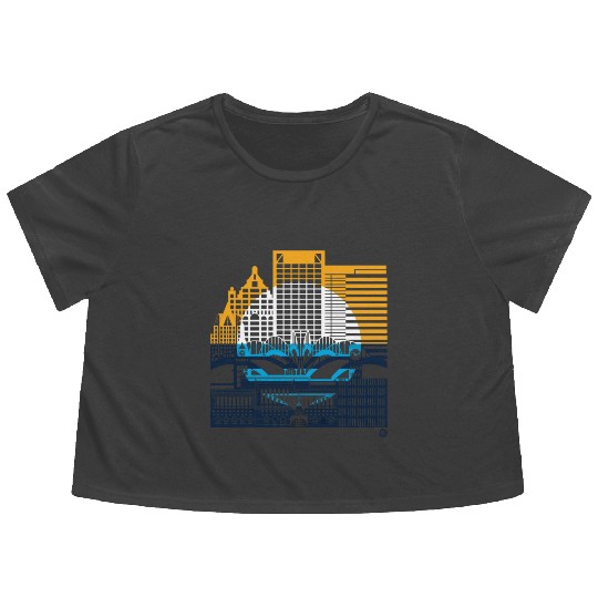 Milwaukee Skyline Squared Milwaukee Peoples Flag D Flowy Cropped Tees