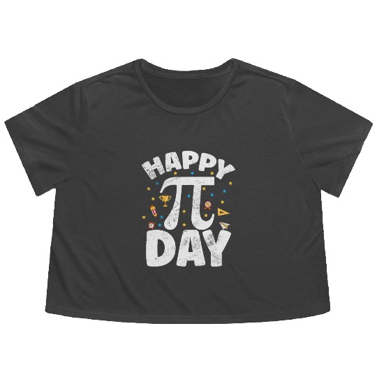 Happy Pi Day Kids Math Teachers Student Professor Flowy Cropped Tees