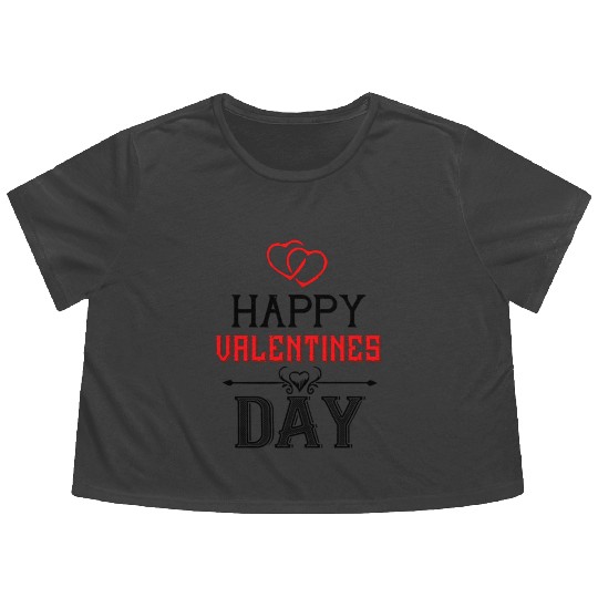 Funny happy valentines day couple Flowy Cropped Tees