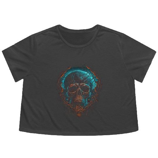 Skull Flowy Cropped Tees