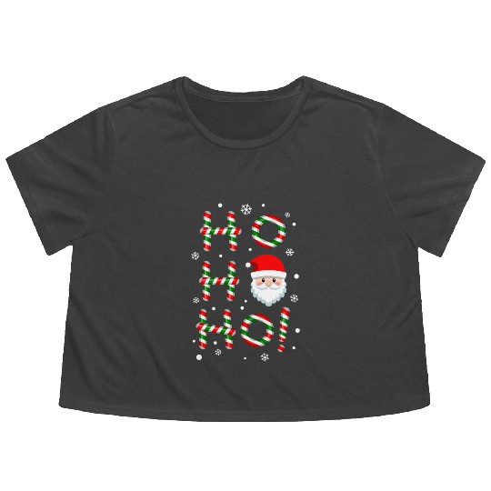 Ho Ho Ho Santa Claus Candy Cane Christmas, Xmas Flowy Cropped Tees