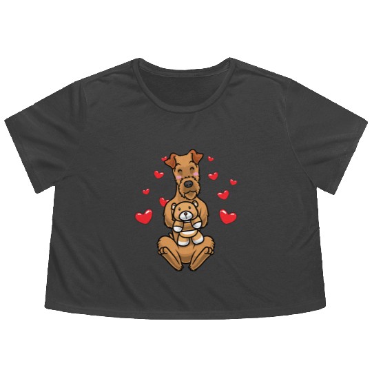 Kawaii Irish Terrier Stuffed Animal Dog Irish Red Flowy Cropped Tees