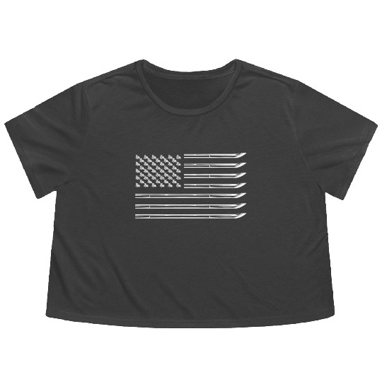 Truck Driver US FLAG, Truck, Trucker Dad Flowy Cropped Tees