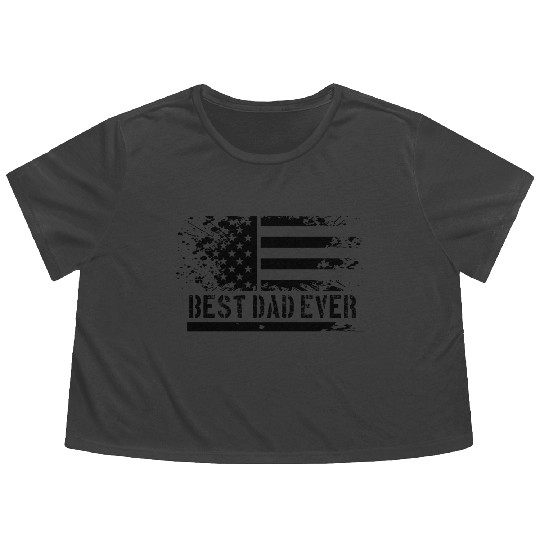 USA flag best dad ever Flowy Cropped Tees