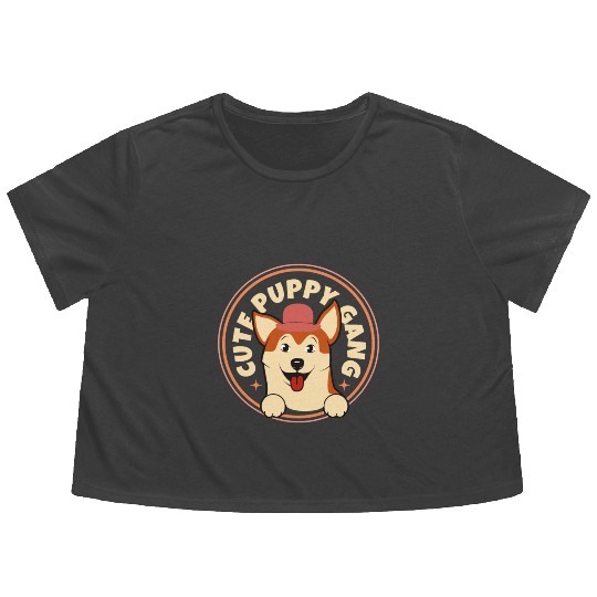 Cute Puppy gang Flowy Cropped Tees