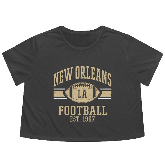 New Orleans Football Vintage Louisiana Nola Saint Flowy Cropped Tees