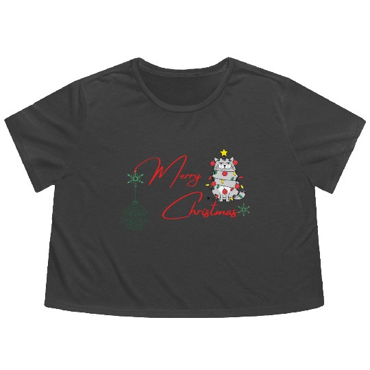 Merry Christmas furry Cats in the game edition Flowy Cropped Tees
