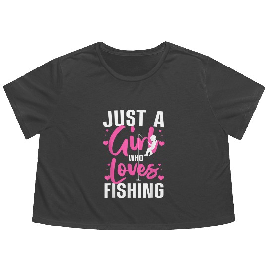 Funny Fishing Design For Girls Women Kids Angler Flowy Cropped Tees