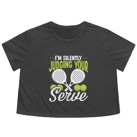 Paddle Tennis Player Match Silently Judging Serve Flowy Cropped Tees