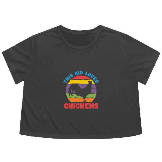 This Kid Loves Chickens Retro Flowy Cropped Tees