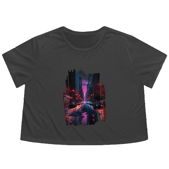 New York Vaporwave Aesthetic Retro Style Love NY Flowy Cropped Tees