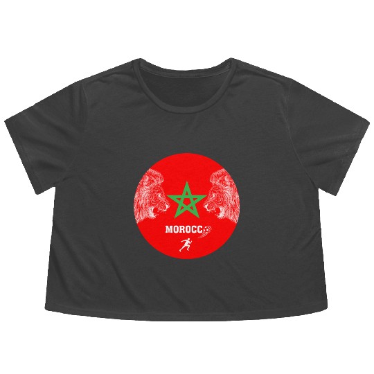 Morocco Soccer Lion Emblem Flowy Cropped Tees