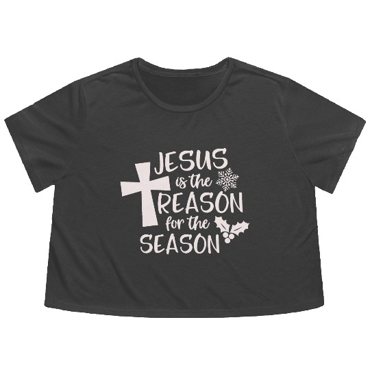 Jesus is The Reason for the Season Candy Christian Flowy Cropped Tees